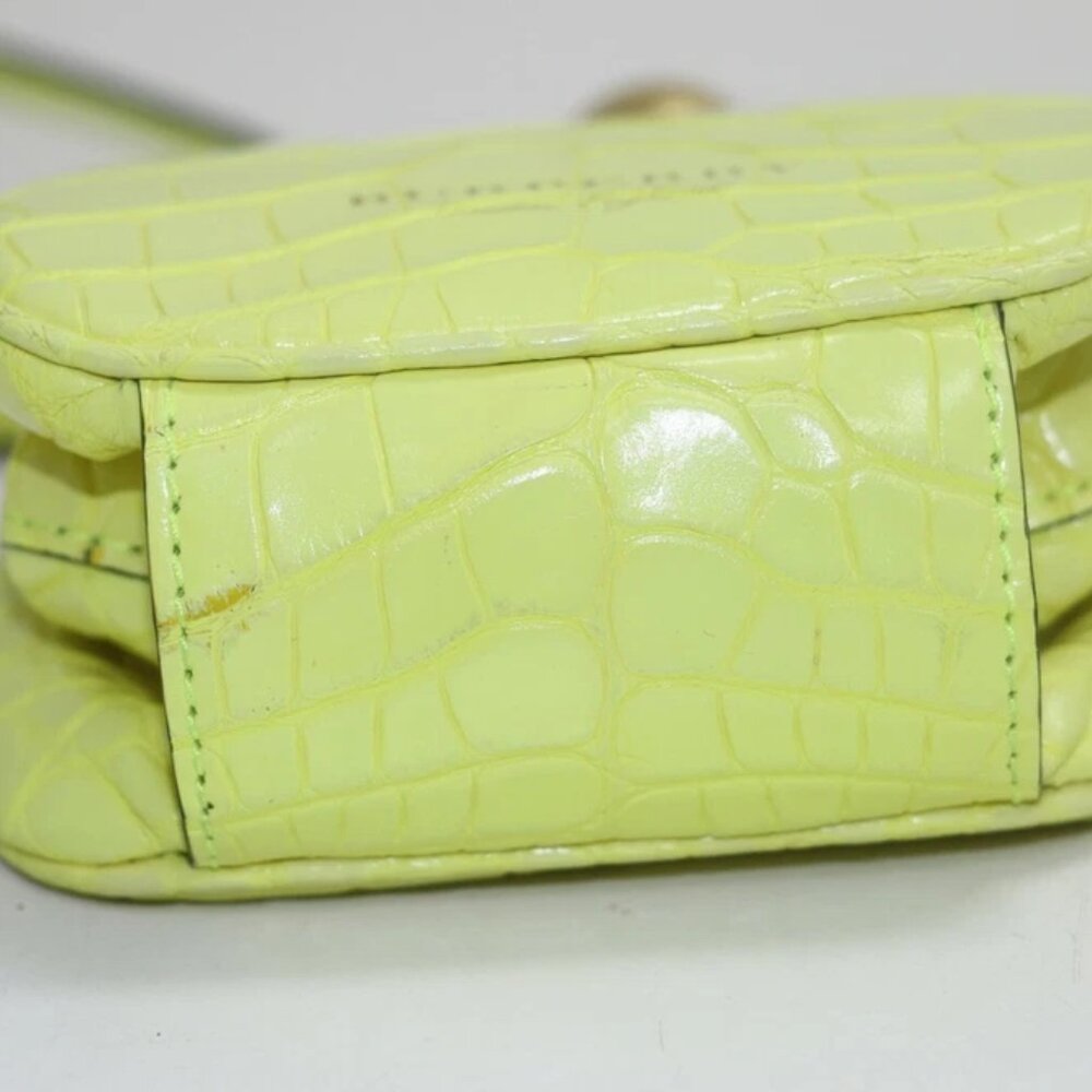 Burberry Mini Frame Neon Yellow Alligator Skin Leather Cross Body Bag - Picture 11 of 11